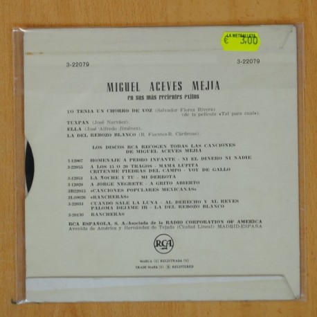 MIGUEL ACEVES MEJIAS - YO TENIA UN CHORRO DE VOZ + 3 - EP