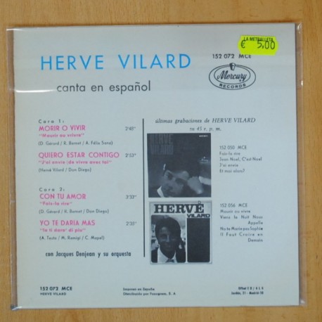 HERVE VILARD - MORIR O VIVIR + 3 - EP