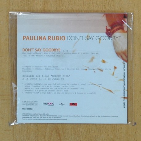 PAULINA RUBIO - DONT SAY GOODBYE - CD