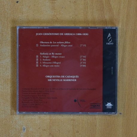 JUAN CRISOSTOMO DE ARRIAGA - ORQUESTA DE CADAQUES - CD