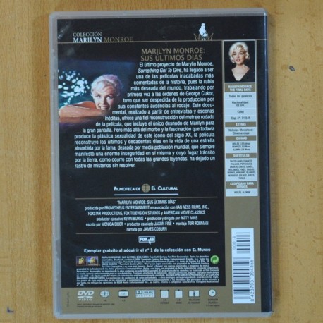 MARILYN MONROE: SUS ULTIMOS DIAS - DVD