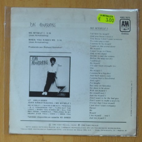 JOAN ARMATRADING - ME MYSELF I / WHEN YOU KISSES ME - SINGLE