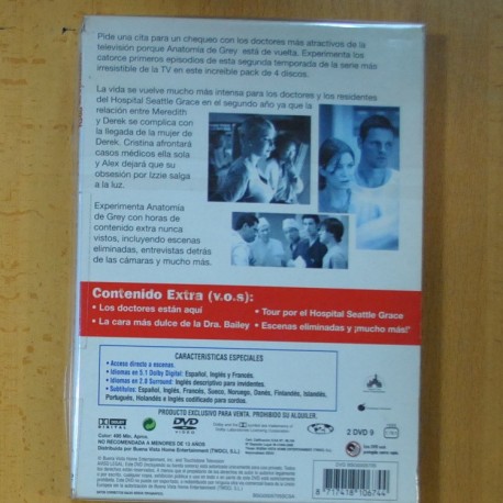 ANATOMIA DE GREY - SEGUNDA TEMPORADA PRIMERA PARTE - DVD
