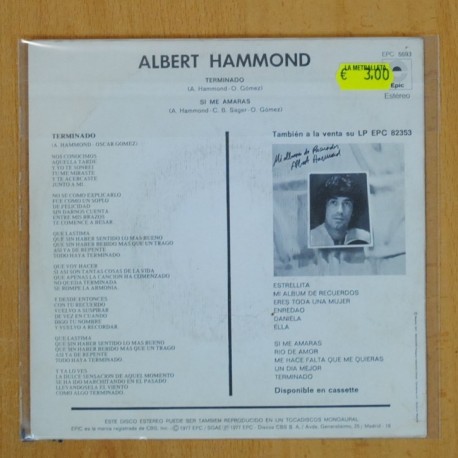 ALBERT HAMMOND - TERMINADO / SI ME AMARAS - SINGLE