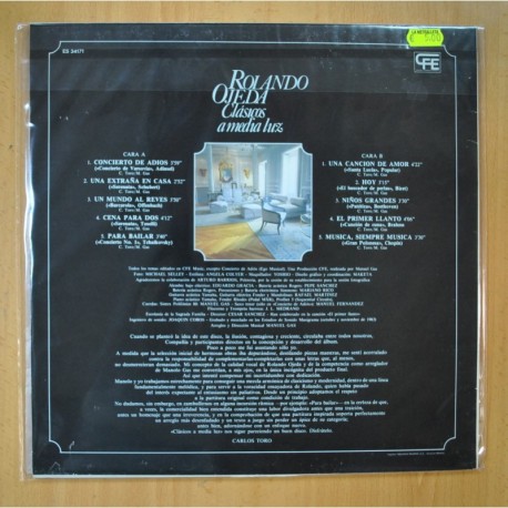 ROLANDO OJEDA - CLASICOS A MEDIA LUZ - LP