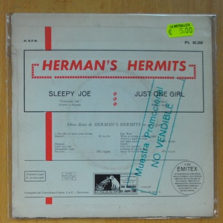 HERMAN´S HERMITS - SLEEPY JOE / JUST ONE GIRL - SINGLE