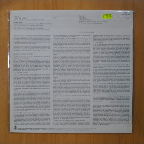 LUIS DE PABLO / GRUPO KOAN - VISTO DE CERCA / CHAMAN - LP