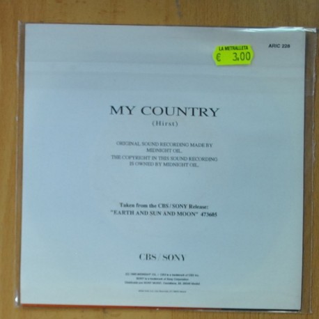 MIDNIGHT OIL - MY COUNTRY - SINGLE