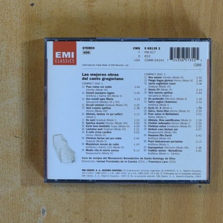 VARIOS - LAS MEJORES OBRAS DEL CANTO GREGORIANO - CD