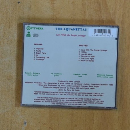THE AQUANETTAS - COVE WITH THE PROPER STRANGER - CD