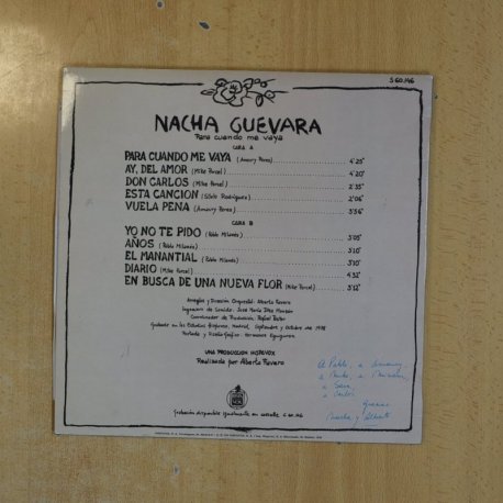 NACHA GUEVARA - PARA CUANDO ME VAYA - LP