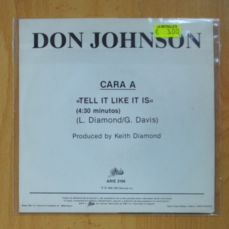 DON JOHNSON - TELL IT LIKE IT IS - SINGLE