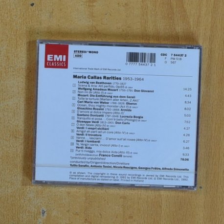 MARIA CALLAS - RARITIES - CD
