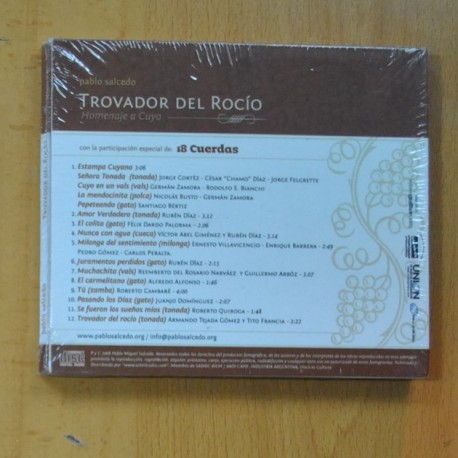 PABLO SALCEDO - TROVADOR DEL ROCIO HOMENAJE A CUYO - CD