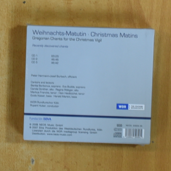 GREGORIAN CHANTS FOR THE CHRISTMAS VIGIL - WEIHNACHTS MATUTIN / CHRISTMAS MATINS - CD