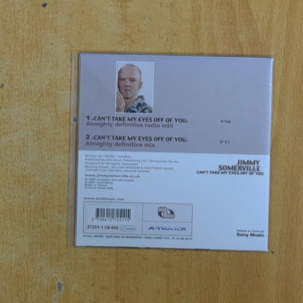 JIMMY SOMERVILLE - CANT TAKE MY EYES OFF OF YOU - CD