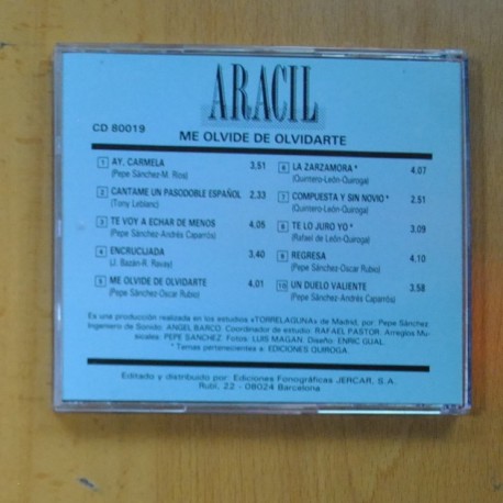 ARACIL - ME OLVIDE DE OLVIDARTE - CD