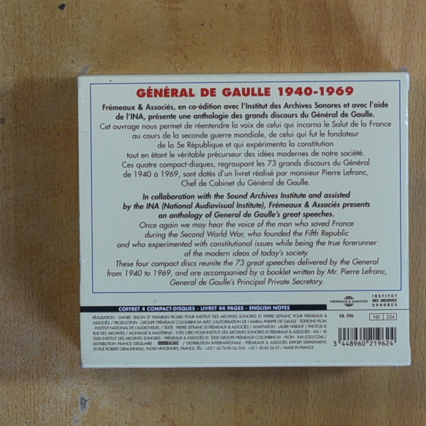 VARIOS - ANTHOLOGIE DES DISCOURS 1940 / 1969 GENERAL DE GAULLE - CD