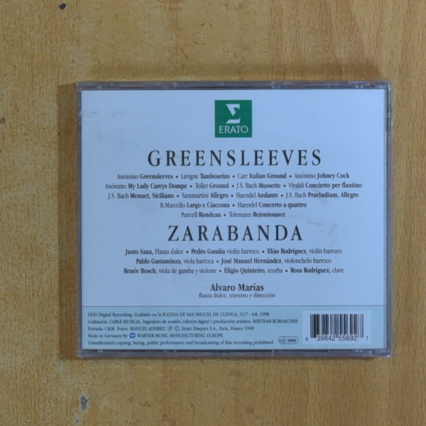 ZARABANDA / ALVARO MARIAS - GREENSLEEVES - CD