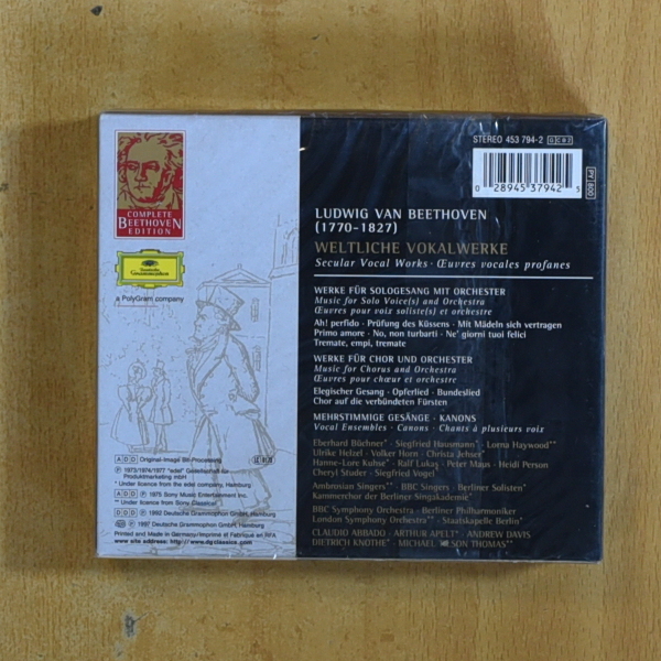 BEETHOVEN - WELTLICHE VOKALWERKE - CD
