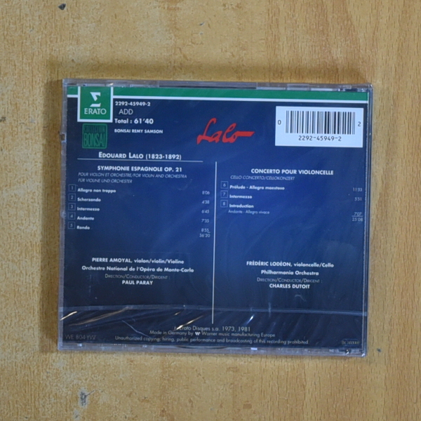 LALO - SYMPHONIE ESPAGNOLE - CD