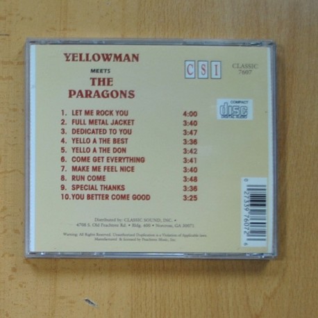 YELLOWMAN / THE PARAGONS - YELLOWMAN MEETS THE PARAGONS - CD