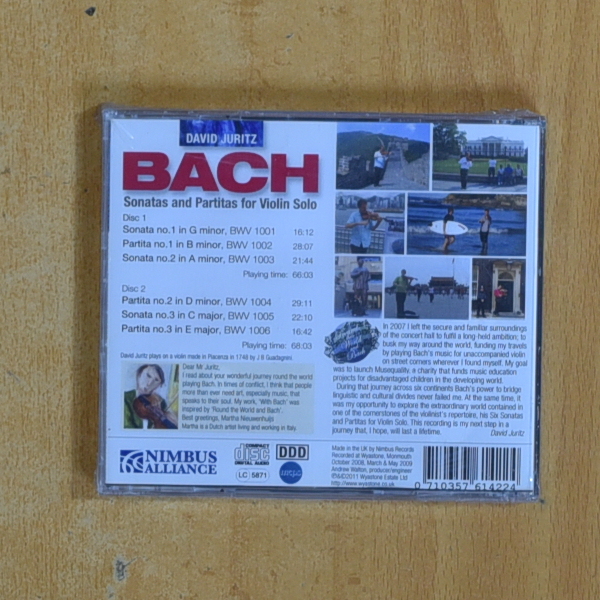 DAVID JURITZ - BACH SONATAS AND PARTITAS FOR VIOLIN SOLO - CD