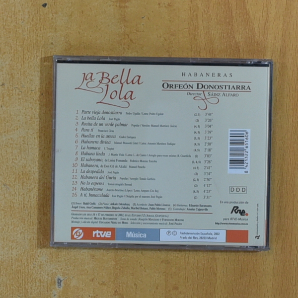 ORFEON DONOSTIERRA - HABANERAS 2 LA BELLA LOLA - CD