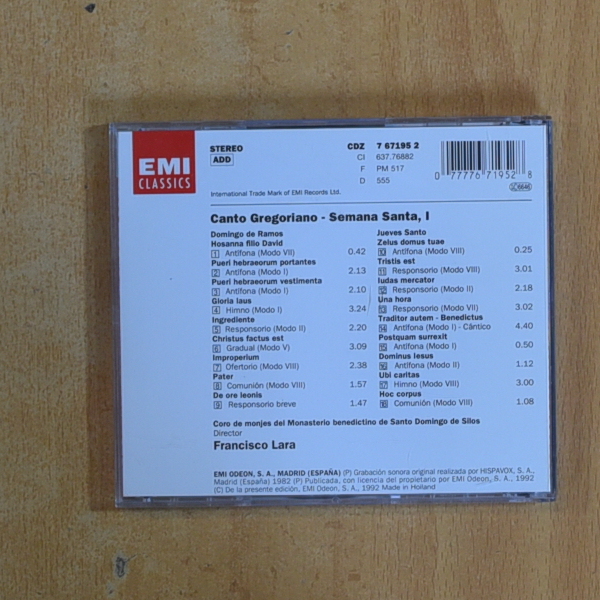 VARIOS - CANTO GREGORIANO - CD