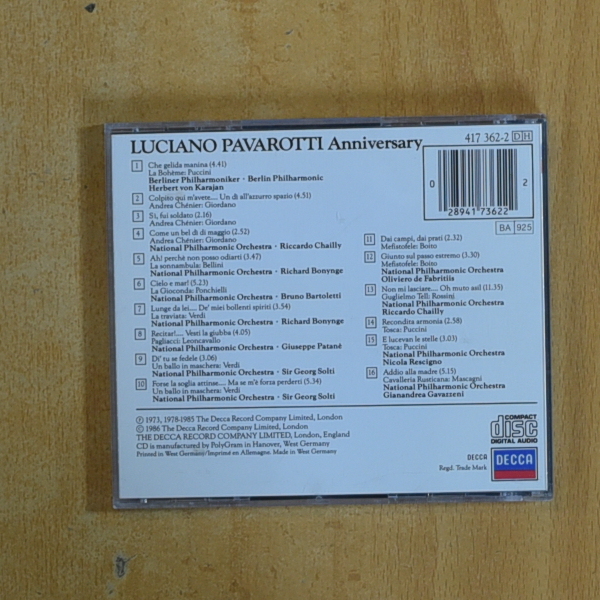 PAVAROTTI - ANNIVERSARY - CD