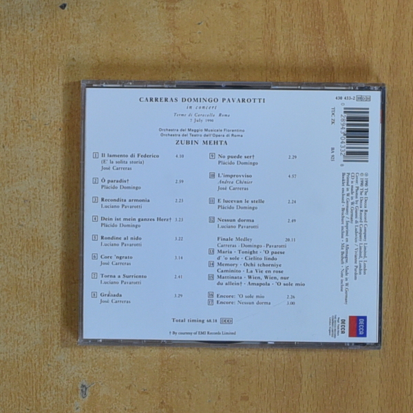 CARRERAS / DOMINGO / PAVAROTTI - IN CONCERT MEHTA - CD