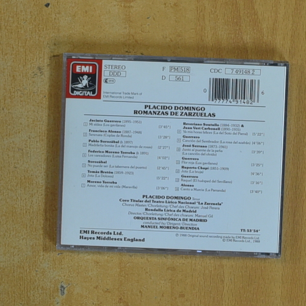PLACIDO DOMINGO - ROMANZAS DE ZARZUELAS - CD