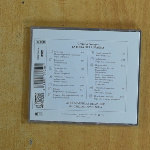 GREGORIO PANIAGUA - LA FOLIA - CD