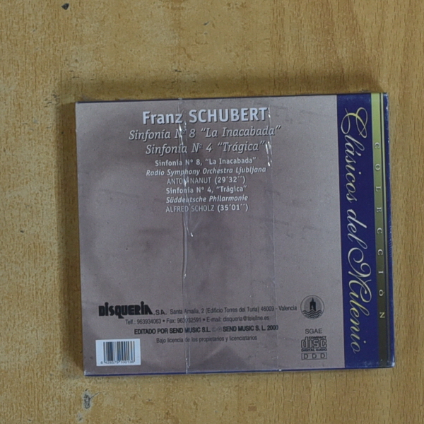 SCHUBERT - SINFONIA N 8 LA INACABADA SINFONIA 4 TRAGICA - CD