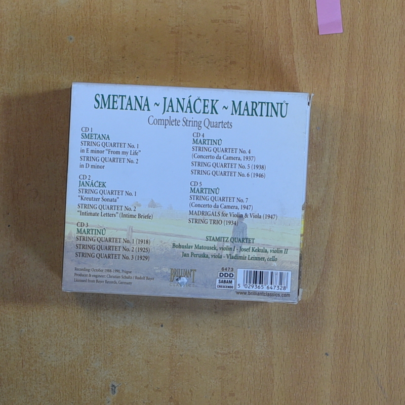 SMETANA / JANACEK / MARTINU - COMPLETE STRING QUARTETS - CD