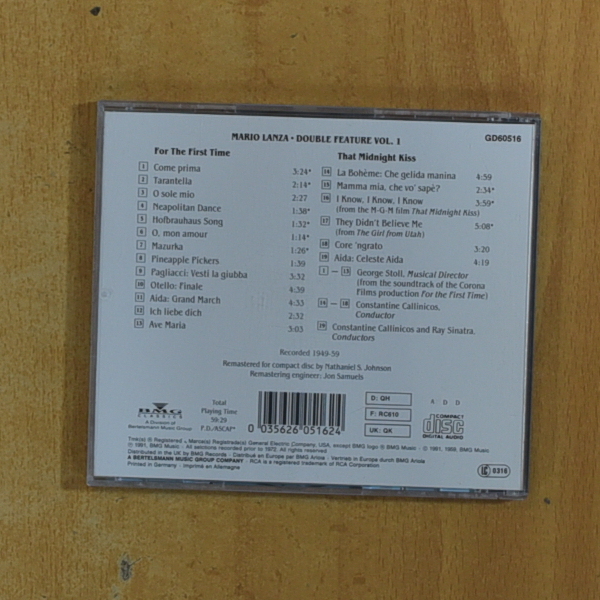 MARIO LANZA - FOR THE FIRST TIME AND THAT MIDNIGHT KISS - CD