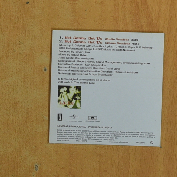TATU - NO GONNA GET US - CD SINGLE