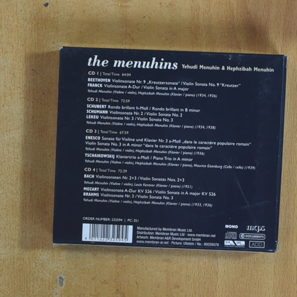 YEHUDI MENUHIN / HEPHZIBAH MENUHIN - THE MENUHINS - CD