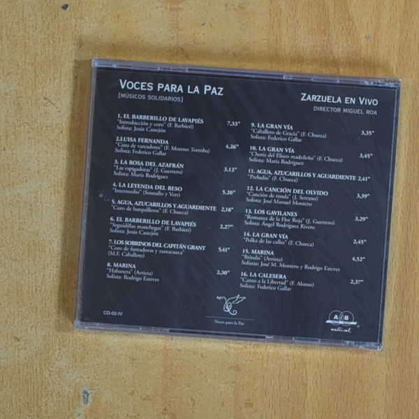 VARIOS - VOCES PARA LA PAZ ZARZUELA EN VIVO - CD