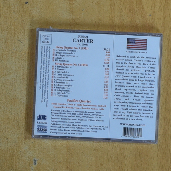 ELLIOTT CARTER - STRING QUARTETS NOS 1 AND 5 - CD