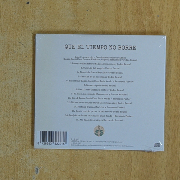 BERNARDO FUSTER - QUE EL TIEMPO NO BORRE - CD