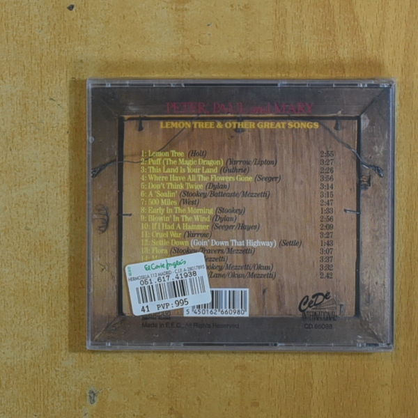 PETER PAUL AND MARY - LEMON TREE & OTHER GREAT SONGS - CD
