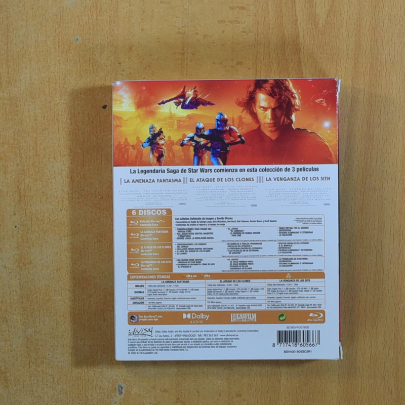 STAR WARS LA AMENAZA FANTASMA / EL ATAQUE DE LOS CLONES / LA VENGANZA DE LOS SITH - BLURAY