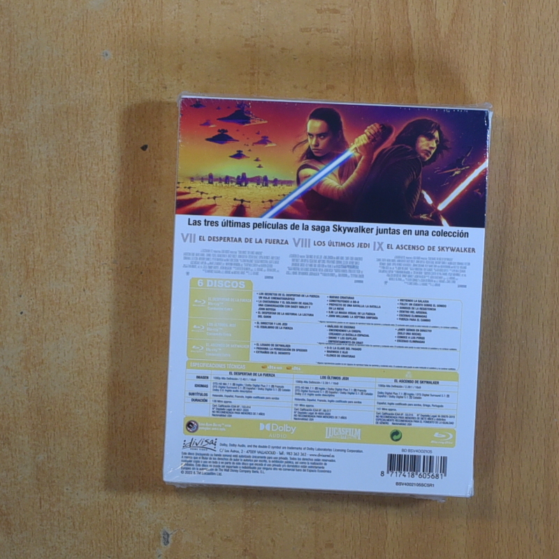 STAR WARS EL DESPERTAR DE LA FUERZA / LOS ULTIMOS JEDI / EL ASCENSO DE SKYWALKER - BLURAY