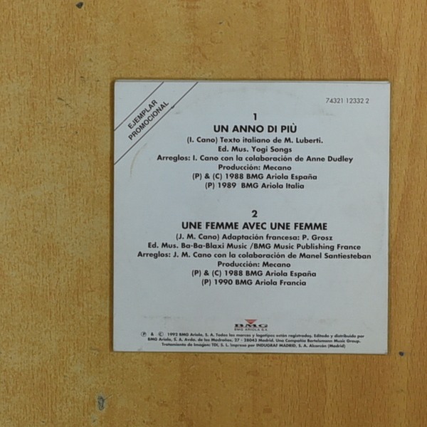 MECANO - UN ANNO DI PIU / UNE FEMME AVEC UNE FEMME - CD SINGLE