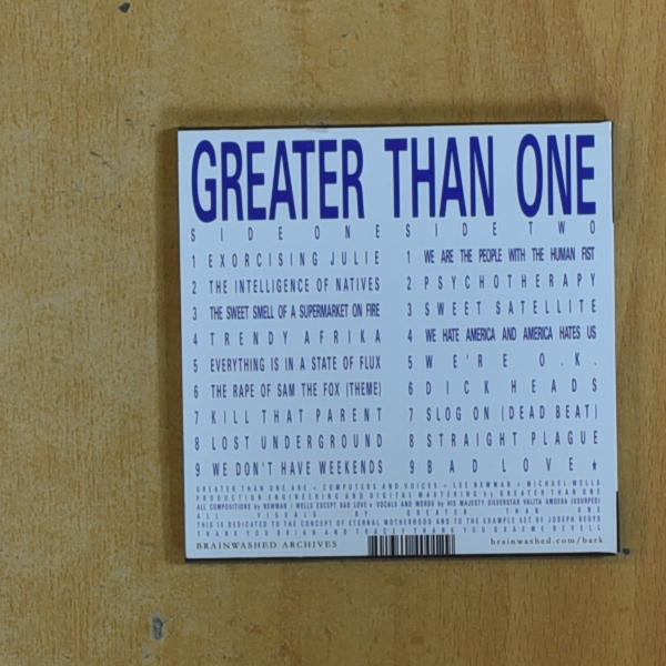GREATER THAN ONE - ALL THE MASTERS LICKED ME - CD