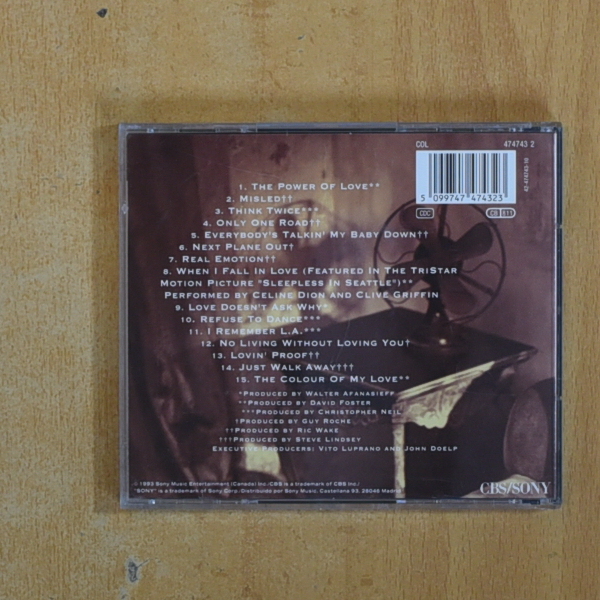 CELINE DION - THE COLOUR OF MY LOVE - CD