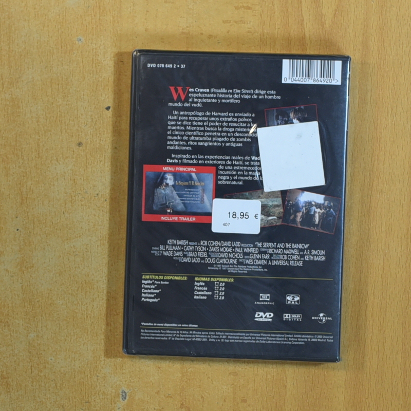 LKA SERPIENTE Y EL ARCO IRIS - DVD