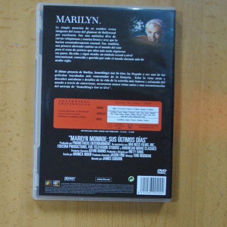 MARILYN MONROE SUS ULTIMOS DIAS - DVD