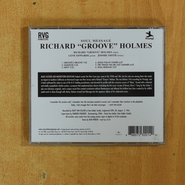 RICHARD GROOVE HOLMES - SOUL MESSAGE - CD
